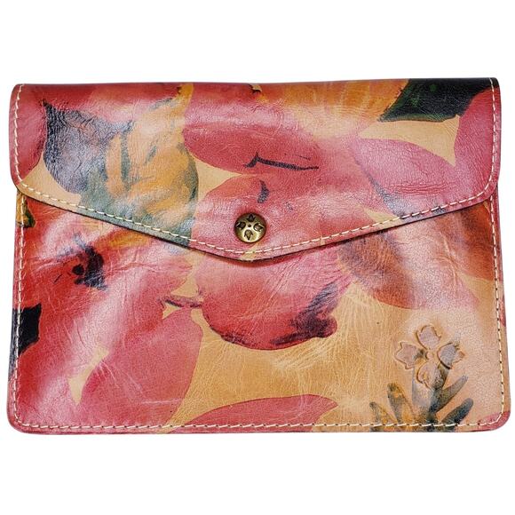 PATRICIA NASH Women's Leather Envelope Clutch Purse Floral Spring Multicolor GUC - Picture 1 of 16